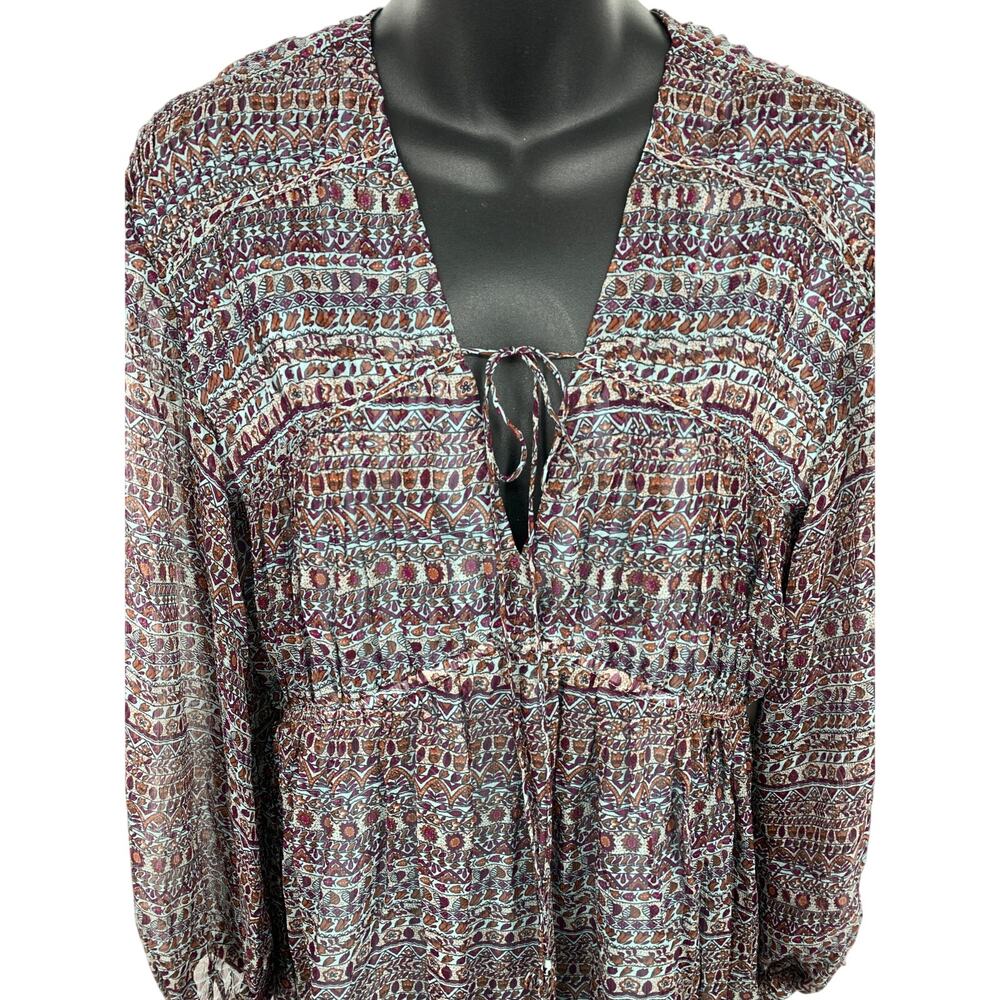 Joie Silk Alquina Women Dress Medium Midi Boho V-Neck Long Sleeve Spice NWT New - Picture 3 of 8